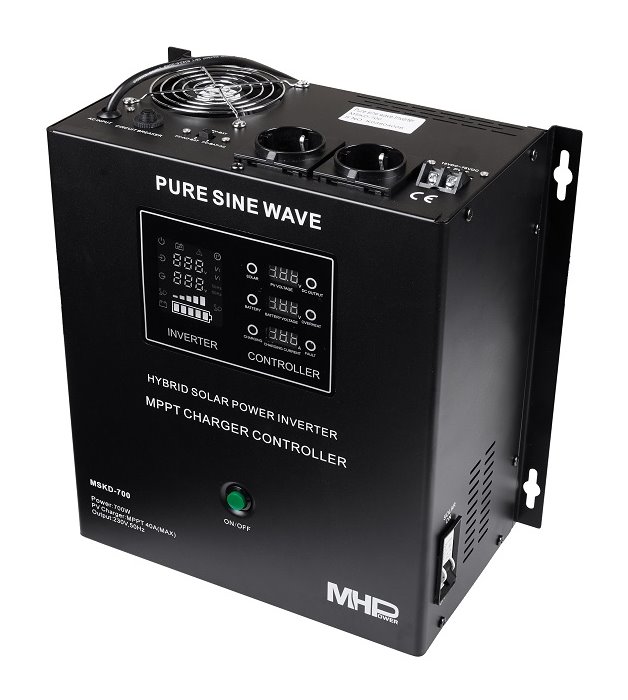 Záložní zdroj MHPower MSKD-700, UPS, 700W, čistý sinus, 12V, solární regulátor MPPT