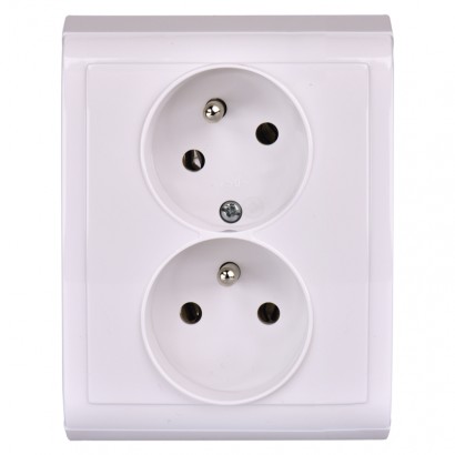 Zásuvka dvojitá PRAKTIK 4FN15088.901, biela 8585001539619