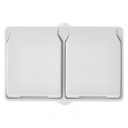 Zásuvka nástenná dvojitá, biela, IP44 8592920074138