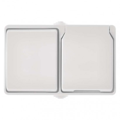 Zásuvka+prepínač striedavý č.6 IP44 French biela 8592920090268