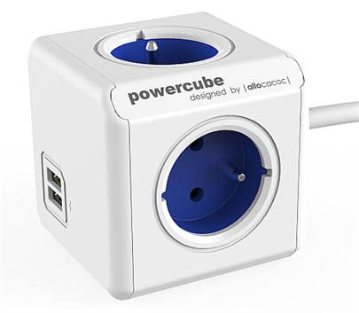 Zásuvka prodluž. PowerCube EXTENDED USB, Blue, 4 rozbočka, 2x USB, kabel 1,5m 423683