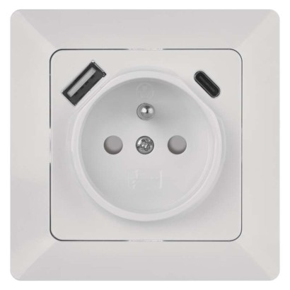 Zásuvka s USB A+USB C, biela 8592920119549
