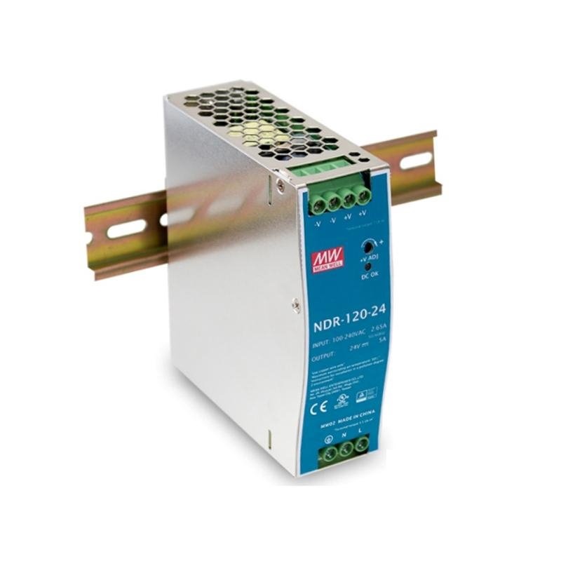 Zdroj Mean-well NDR-120-24 priemyselný 24V 5A na DIN lištu