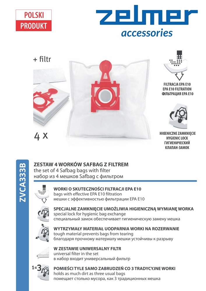 ZELMER Syntet.sáčky do vysáv. 4ks /Jupiter,Magnat,Solaris ZVCA333B