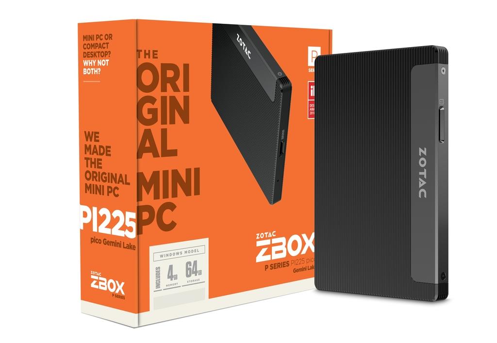 ZOTAC ZBOX P Series PI225 - Mini PC - 1 x Celeron N3350 / 1.1 GHz - RAM 4 GB - SSD - eMMC 32 GB - H ZBOX-PI225-GK-W3D