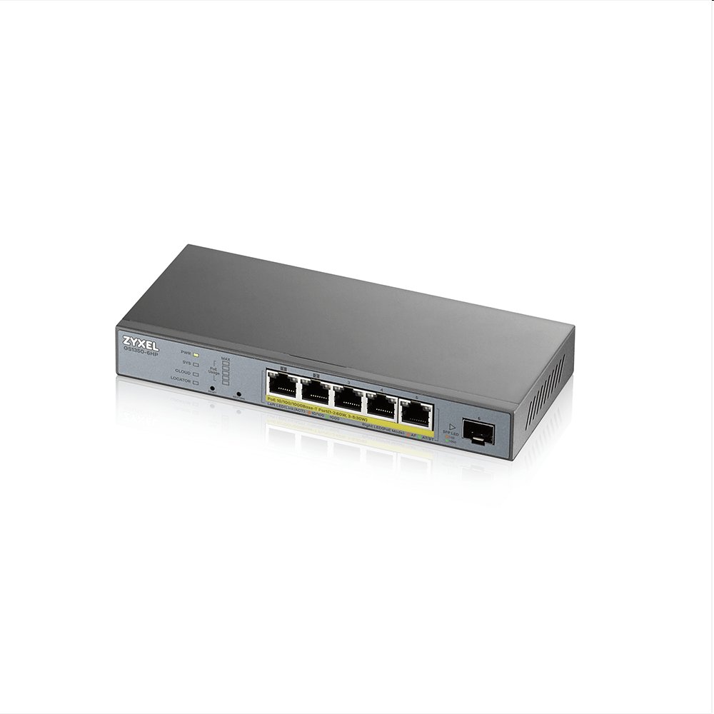 ZyXEL 6 Port manged CCTV PoE witch, 60W, 802.3BT GS1350-6HP-EU0101F