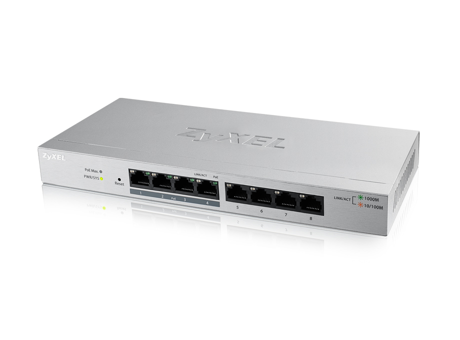 ZyXEL 8xGb 4xPOE fanless desktop switch GS1200-8HP GS1200-8HP-EU0101F