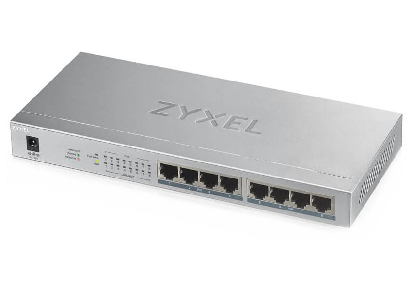 Zyxel GS1008-HP, 8 Port Gigabit PoE+ unmanaged desktop Switch, 8 x PoE, 60 Watt GS1008HP-EU0101F