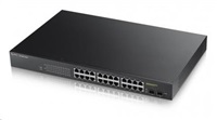Zyxel GS1900-24HP v2 26-port Gigabit Web Smart PoE Switch, 24x gigabit RJ45, 2x SFP, PoE budget 170 GS190024HPV2-EU0101F