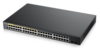 Zyxel GS1900-48HP v2 50-port Gigabit Web Smart PoE switch, 48x gigabit RJ45 (z toho 24x PoE), 2x SF GS190048HPV2-EU0101F