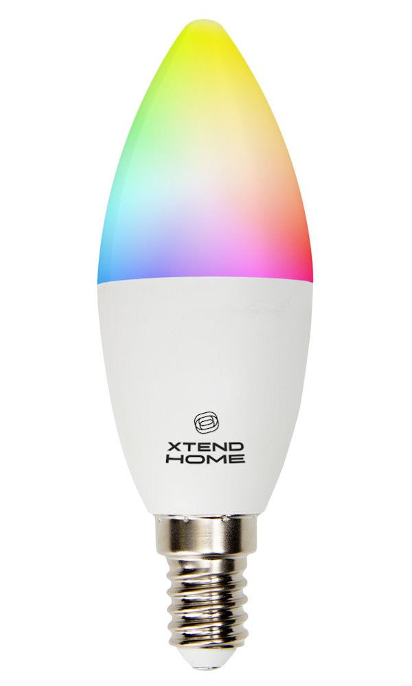 Xtend Home smart LED žárovka, E14, RGB+W, 4.8W, 450lm, barevná, stmívatelná, WiFi, Tuya XTH-LED-E1448T