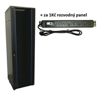 XtendLan 19" stojanový rozvaděč 42U, dodáván složený, hloubka 800mm, bezpečnostní sklo, nosnost 500k ECO-42U-68-BLACK-AS