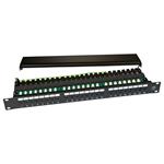 XtendLan Patch panel 19", 24 portů, 1U, krytky RJ-45, UTP Cat6, černý, LSA XL-PP19-24-PHZ6-S