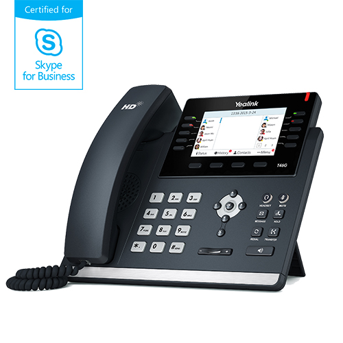 Yealink SIP-T46G IP tel., PoE, 4,3" bar. LCD, 27 prog.tl., GigE, Skype for Business 320A133