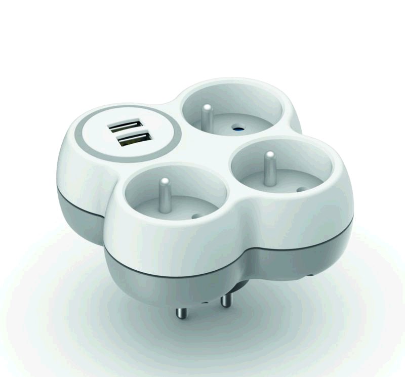 Zásuvka HBF Rozdvojka - tři zásuvky + 2xUSB 3545411907281