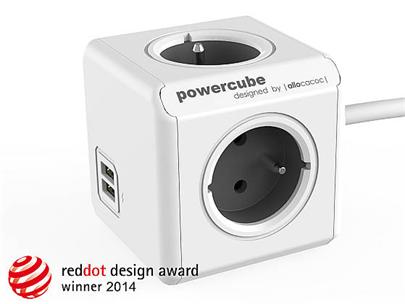 Zásuvka prodluž. PowerCube EXTENDED USB, Grey, 4 rozbočka, 2x USB, kabel 3m 423684