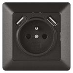 Zásuvka s USB 2,1A max., antracit 8592920097137