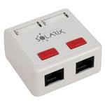 Zásuvka Solarix CAT5e STP 2 x RJ45 na omietku biela (spodný vývod) SX288-5E-STP-WH