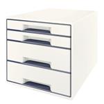 Zásuvkový box Leitz WOW CUBE, 4 zásuvky, bílá/šedá 52132001