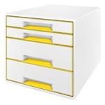 Zásuvkový box Leitz WOW CUBE, 4 zásuvky, bílá/žlutá 52132016