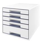Zásuvkový box Leitz WOW CUBE, 5 zásuvek, bílá/šedá 52142001
