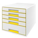 Zásuvkový box Leitz WOW CUBE, 5 zásuvek, bílá/žlutá 52142016