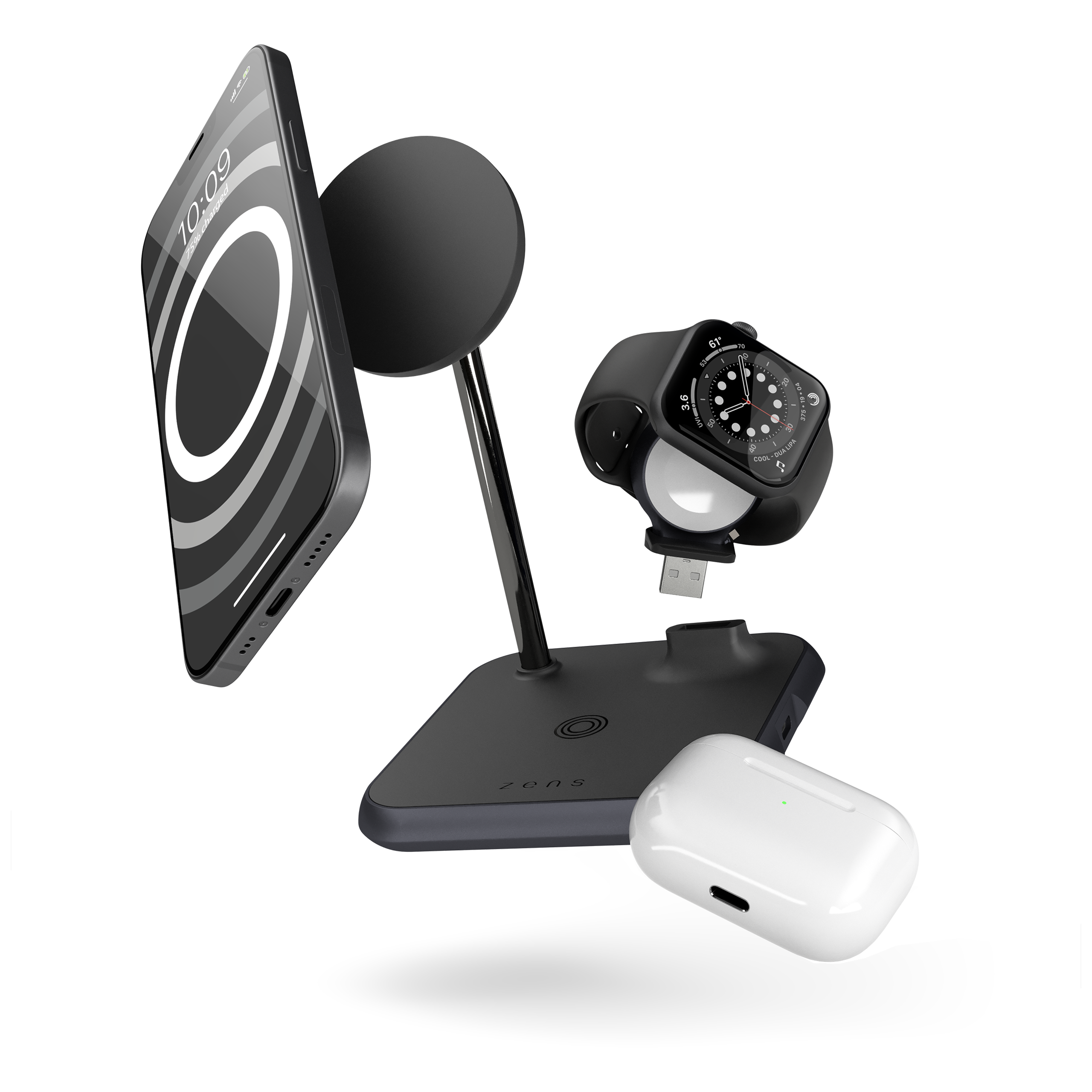 ZENS 4-in-1 Magnetic + Watch wireless charger, MagSafe compatible ZEDC20B