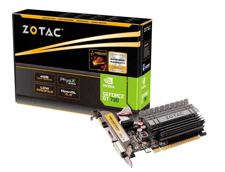 ZOTAC GeForce GT 730 - Grafická karta - GF GT 730 - 4 GB DDR3 - PCIe 2.0 x16 nízký profil - DVI, D- ZT-71115-20L