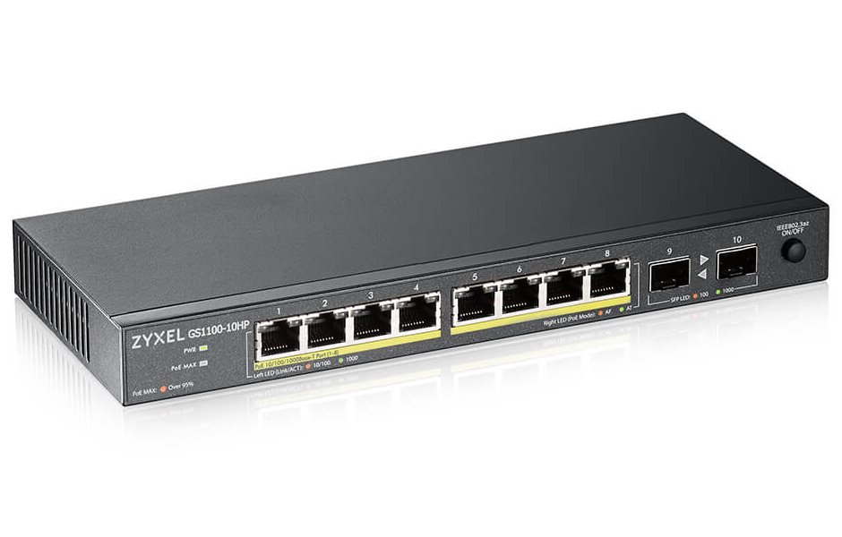 ZyXEL 10xGb/2xSFP 4xPOE green switch GS1100-8HP GS1100-10HP-EU0101F