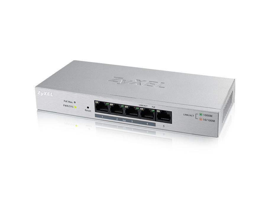 ZyXEL 5xGb 4xPOE fanless desktop switch GS1200-5HP GS1200-5HP-EU0101F
