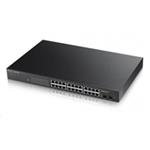 Zyxel GS1900-24HP v2 26-port Gigabit Web Smart PoE Switch, 24x gigabit RJ45, 2x SFP, PoE budget 170 GS190024HPV2-EU0101F